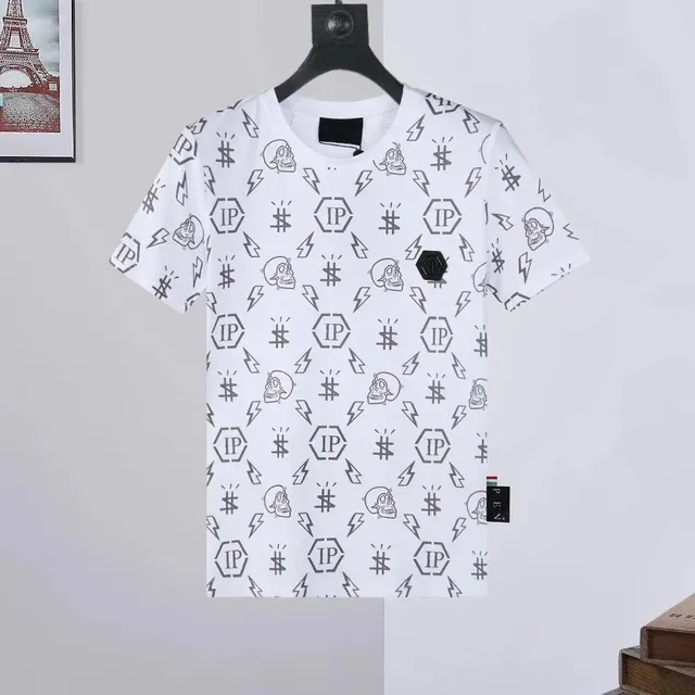 Philipp Plein Graphic T-Shirt Skull and Lightning Print