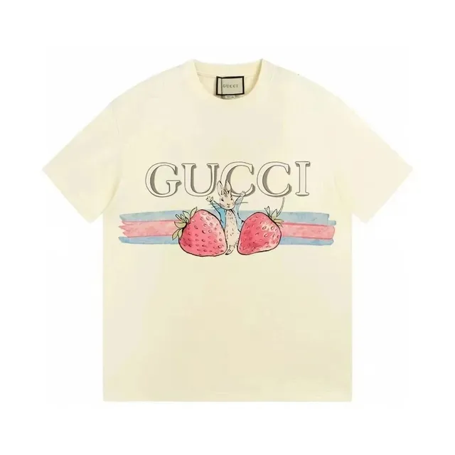 Gucci Graphic T-Shirt Strawberry Rabbit Print