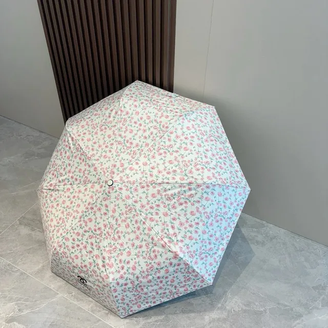 Chanel Floral Print Umbrella Pink Floral on Cream