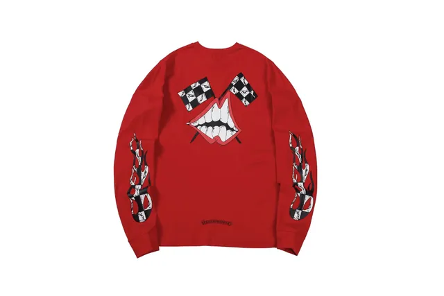 Chrome Hearts Long Sleeve Tee Checkered Flags & Flames