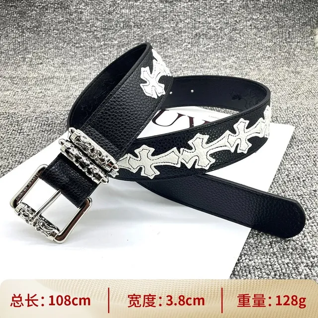 Chrome Hearts Cross Belt Black with White Crosses