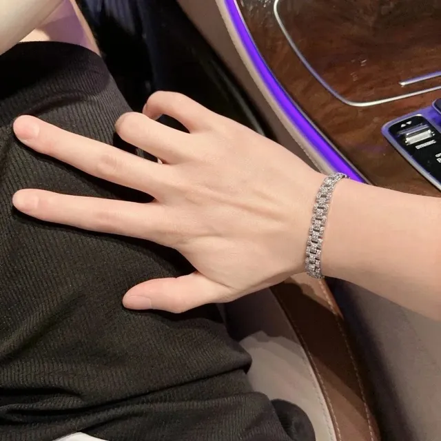 Chrome Hearts Curb Link Bracelet Pave Crystal