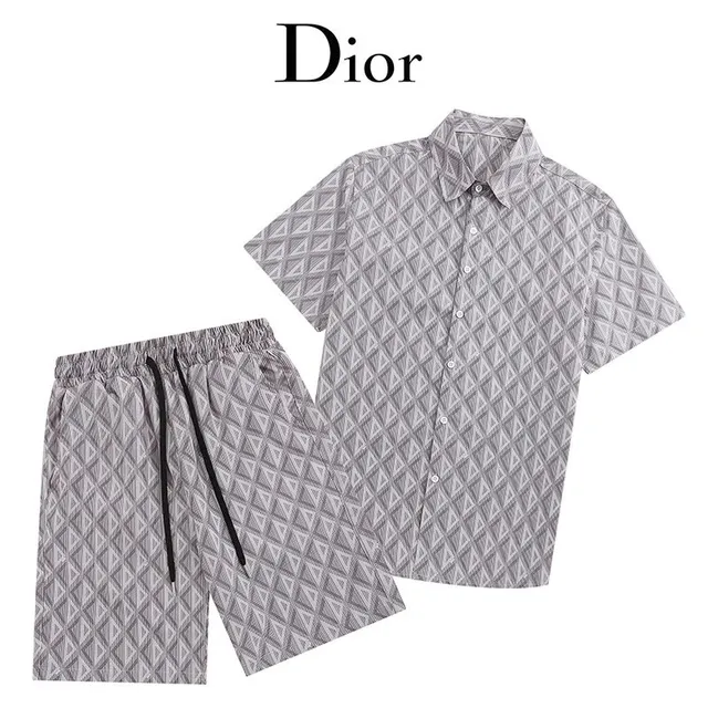 Dior Matching Shirt and Shorts Set Geometric Print
