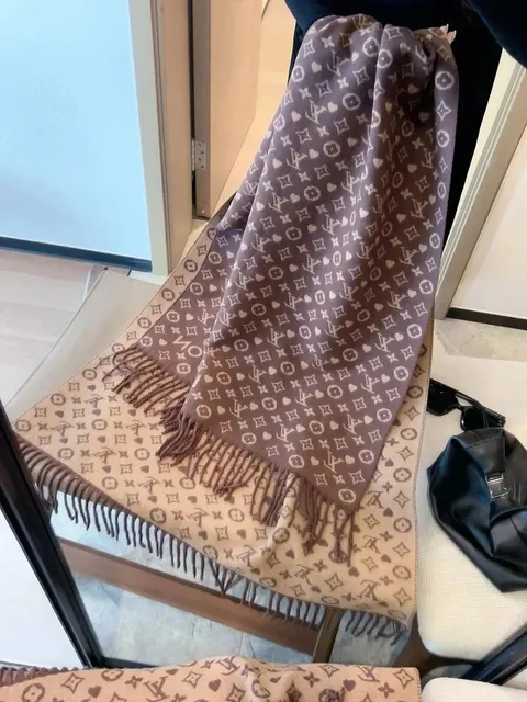 Louis Vuitton Monogram Shawl Reversible Brown Beige