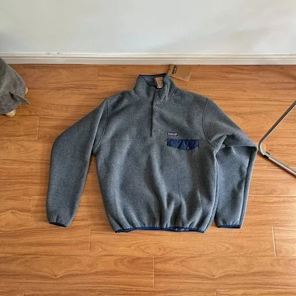 Patagonia Snap-T Pullover Heather Grey with Navy Pocket
