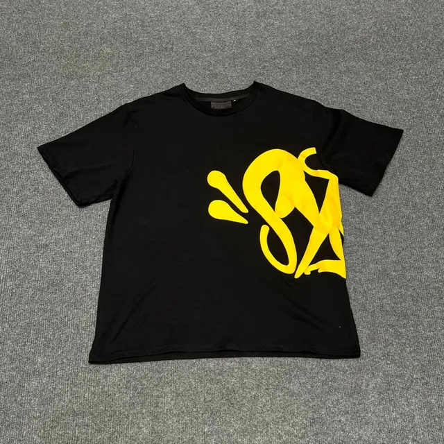 Sacai Graphic Tee Yellow Logo Print