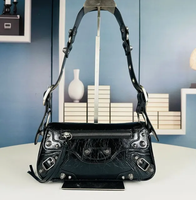 Balenciaga Le Cagole Studded Crinkled Leather