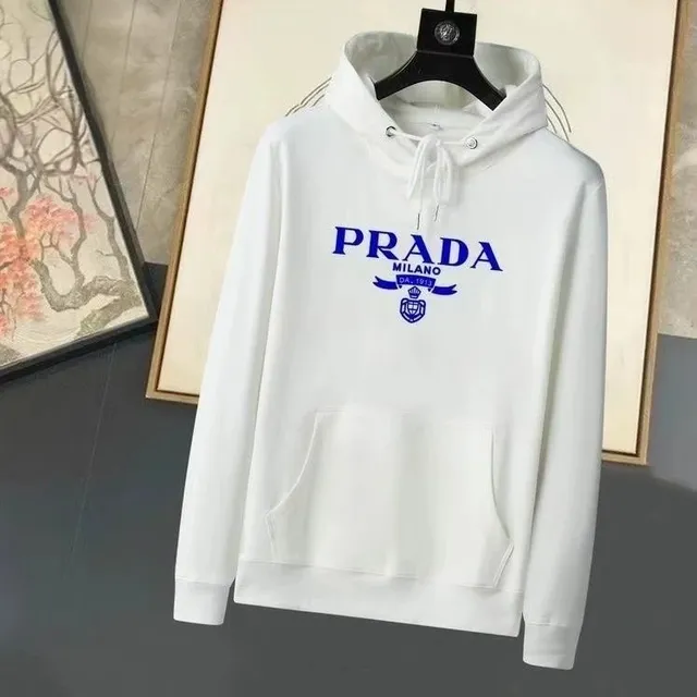 Prada Hooded Sweatshirt Blue Logo Print