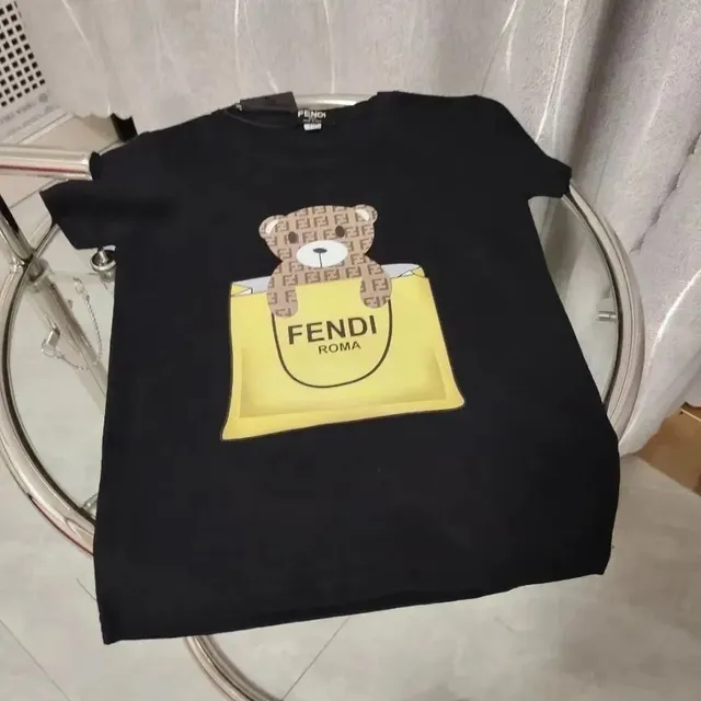 Fendi Graphic T-Shirt Bear in Bag Print