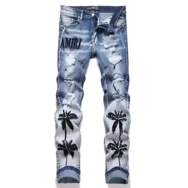 Amiri jeans Palm Tree Embroidery