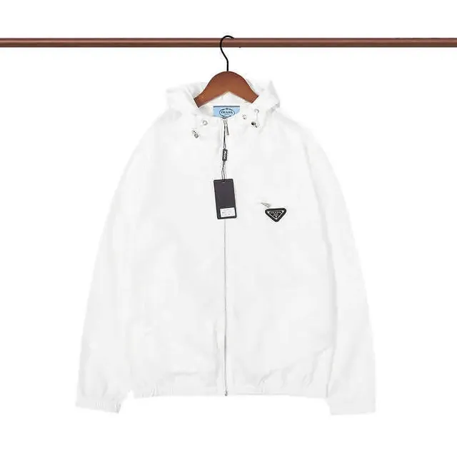 Prada Hooded Windbreaker Logo Patch