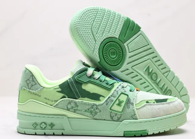 Louis Vuitton LV Trainer Monogram Denim Green