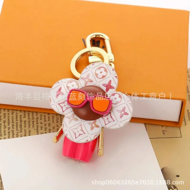Louis Vuitton Flower Charm Keychain Monogram Canvas with Sunglasses Detail