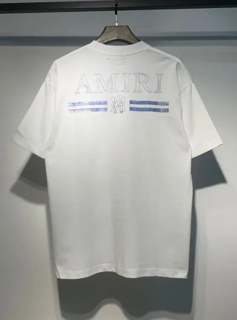 Amiri Logo Graphic Tee Blue Stripe