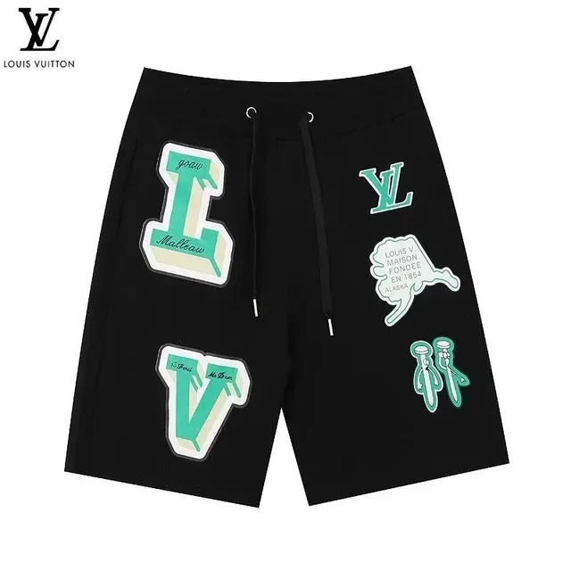 Louis Vuitton Logo-Print Shorts Multicolor Patchwork