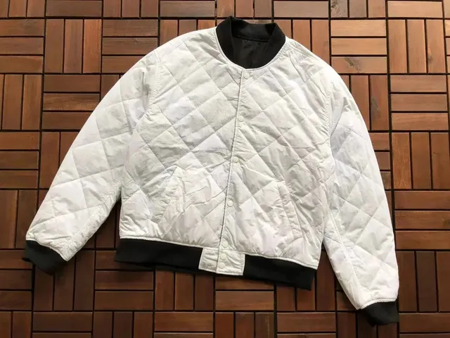 Nike Quilted Bomber Jacket White with Black Trim