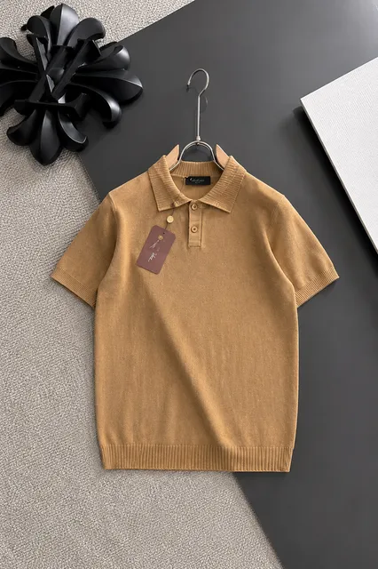 Knit Polo Shirt Solid Knit
