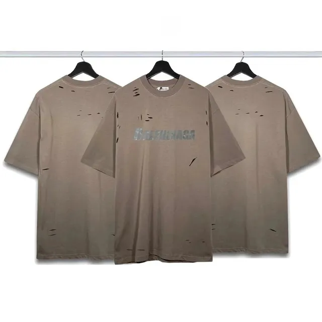 Balenciaga Distressed Logo T-Shirt Metallic Logo