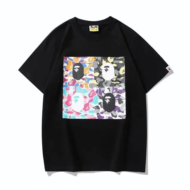 BAPE Graphic T-Shirt Multi-Camo Ape Head Print