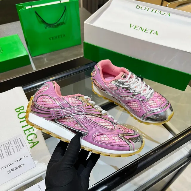 Bottega Veneta Andiamo Pink Mesh with Metallic Accents