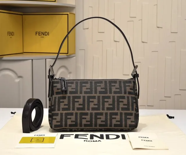 Fendi Baguette FF Logo Canvas