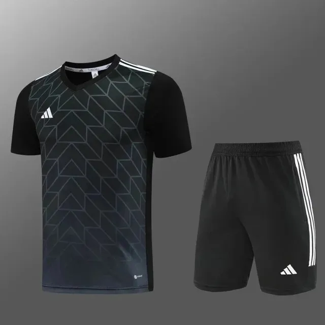Adidas Training Jersey and Shorts Set Geometric Print