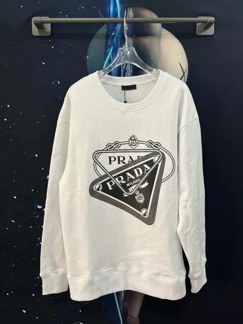 Prada Crewneck Sweatshirt Triangle Logo Print