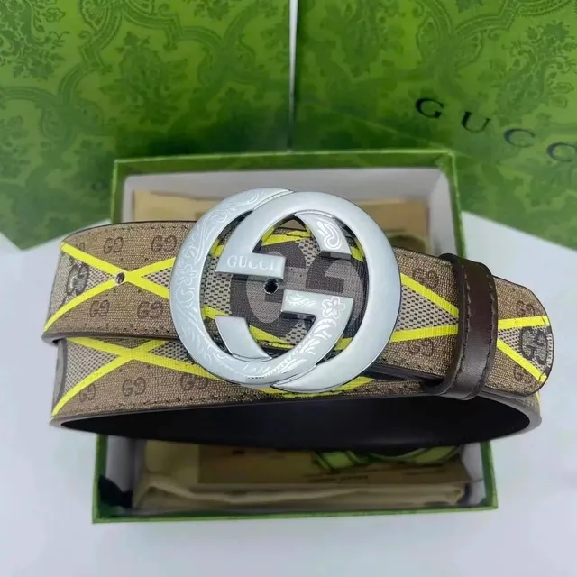 Gucci Horsebit 1955 Belt GG Supreme with Yellow Web