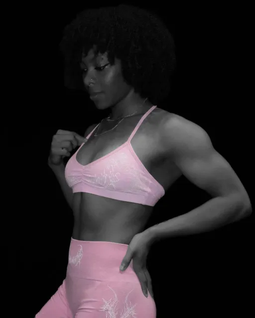 SKIMS Sculpting Bralette and Legging Set Pink with Embroidered Floral