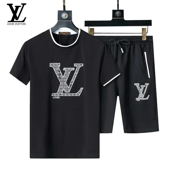 Louis Vuitton LV Monogram Logo Set Black with White Trim