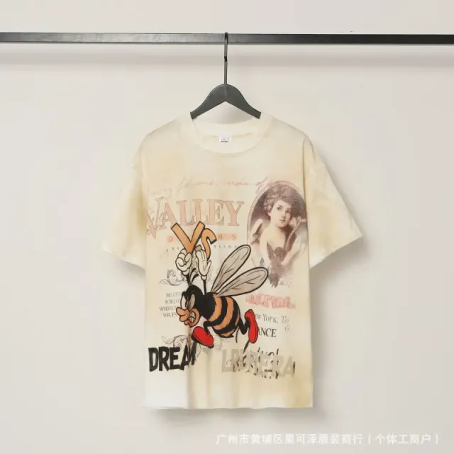 Valentino Graphic Tee Bee Print Acid Wash