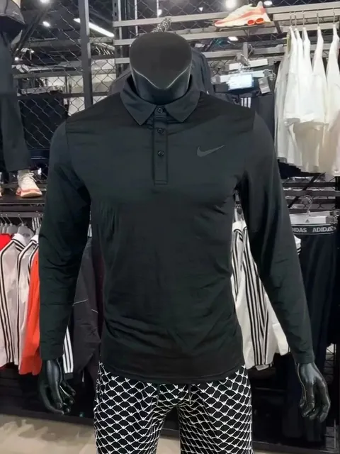Nike Long-Sleeve Polo Solid Black