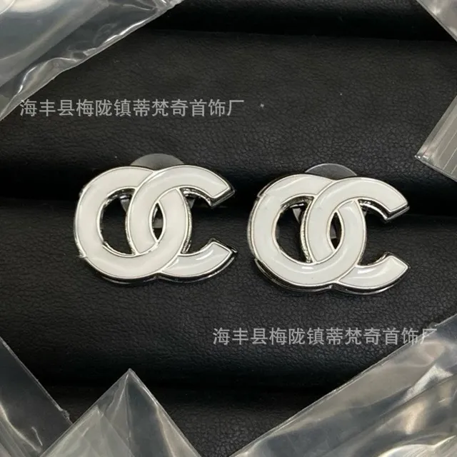 Chanel CC Logo Earrings Enamel