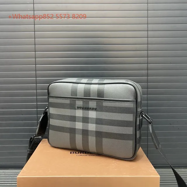 Burberry Check Print Messenger Bag Classic Grey Check