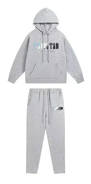 Corteiz Hoodie and Joggers Set Heather Grey Logo Print