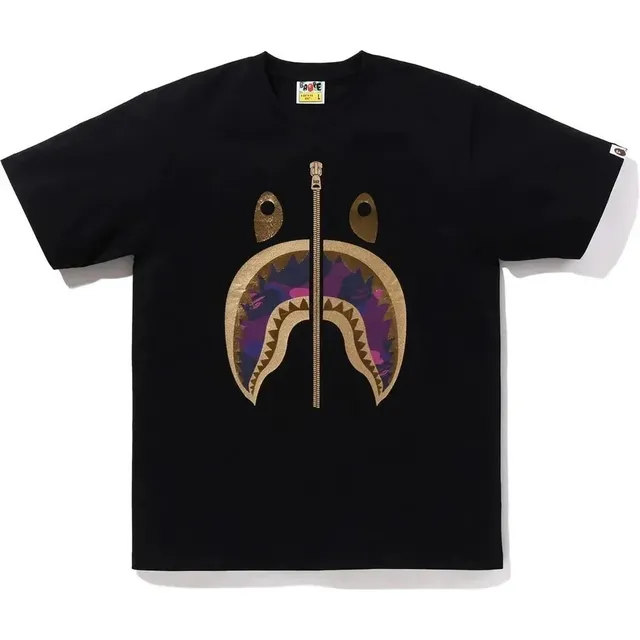 BAPE Shark Zip-Up Tee Purple Camo Shark
