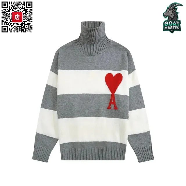Amiri Turtleneck Sweater Heart Logo Stripe