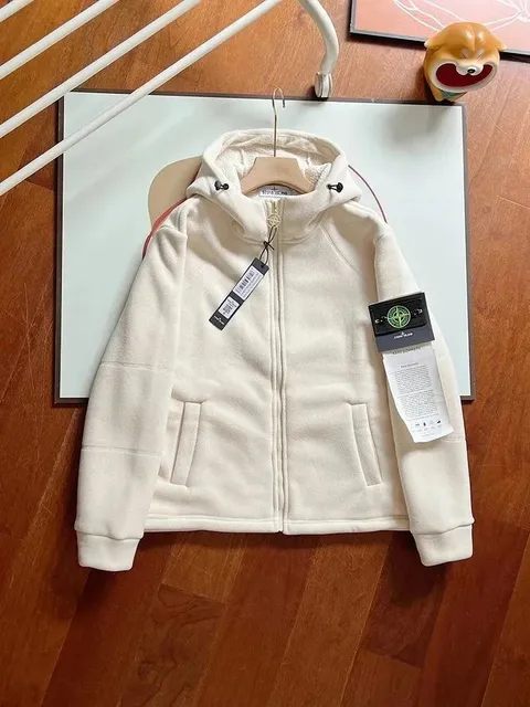 Stone Island Hooded Fleece Jacket Off-White
