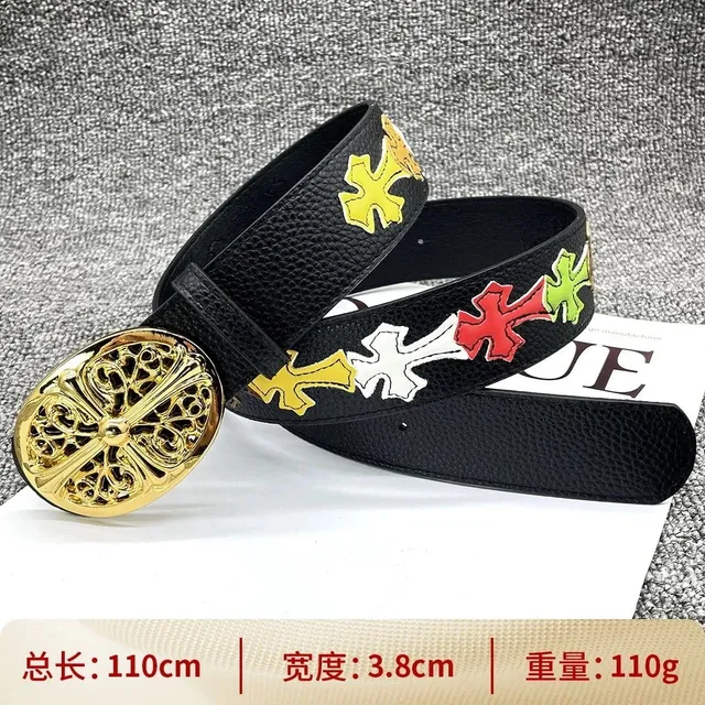【按扣金光面110cm】彩色十字架腰带