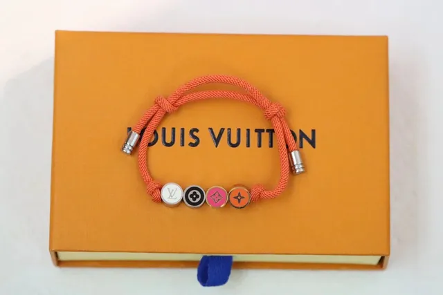 Louis Vuitton Multicolor Logo Bracelet Cord with Enamel Charms
