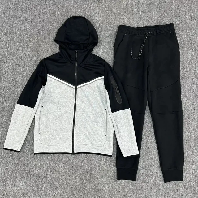 Nike Tech Fleece Hoodie and Joggers Black/Heather Grey