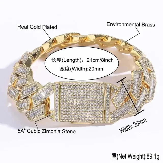 Chrome Hearts Curb Link Bracelet Fully Iced Cubic Zirconia