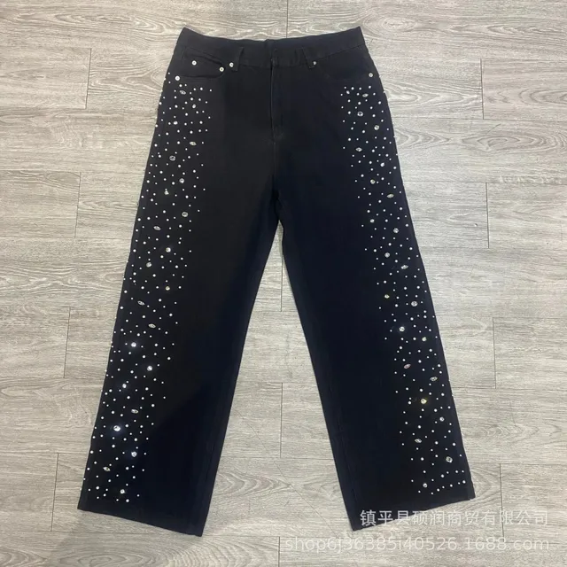Embroidered Jeans Crystal-Embellished