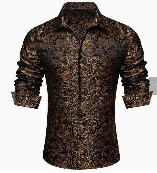 Polo Ralph Lauren Paisley Print Shirt Gold Paisley on Black