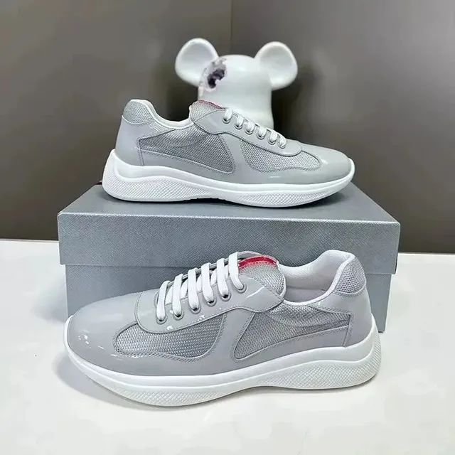 Prada Linea Rossa Trainer Grey Mesh and Patent Leather