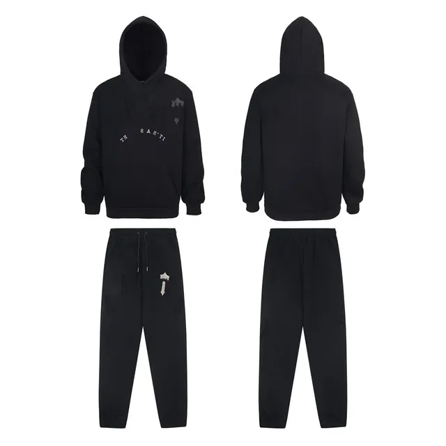 Travis Scott Hoodie and Joggers Set Black with Embroidered Logo