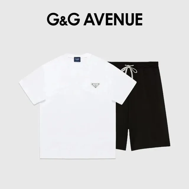 Prada T-Shirt and Shorts Set Logo-Embellished