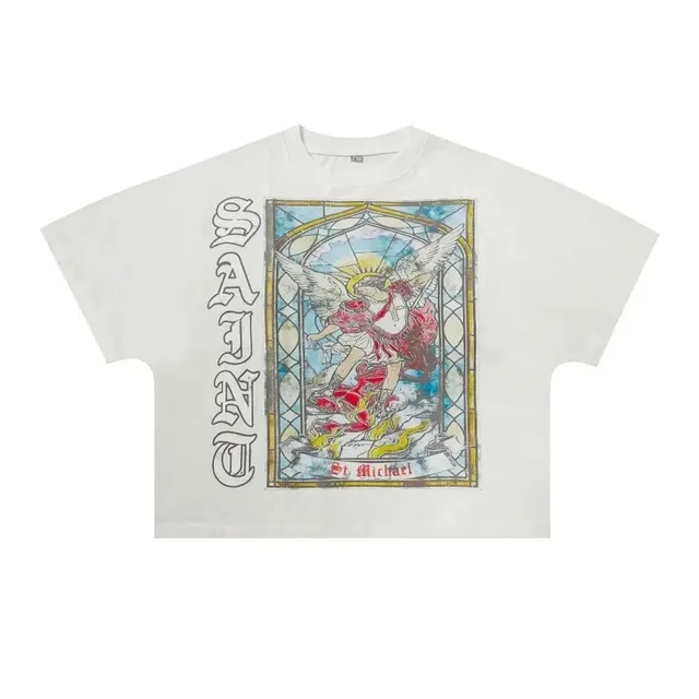 Saint Laurent Saint Michael Graphic Tee Stained Glass Print