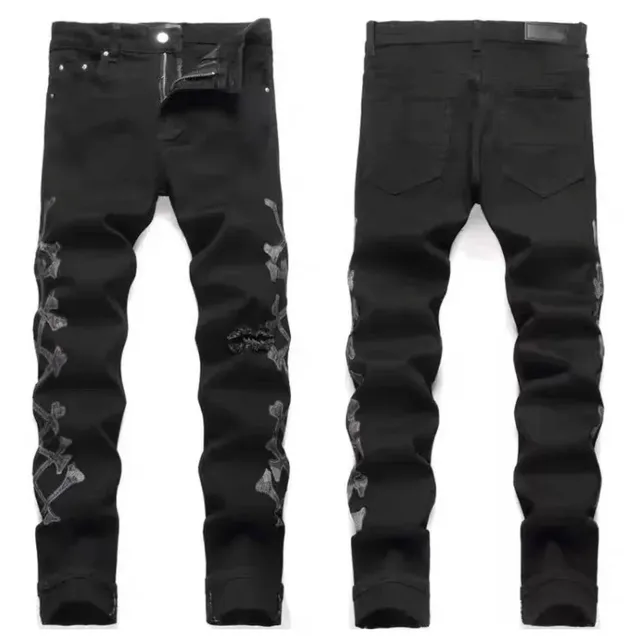 Balenciaga Distressed Jeans Crossbones Print