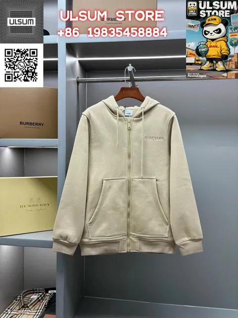 Burberry Zip-Up Hoodie Embroidered Logo
